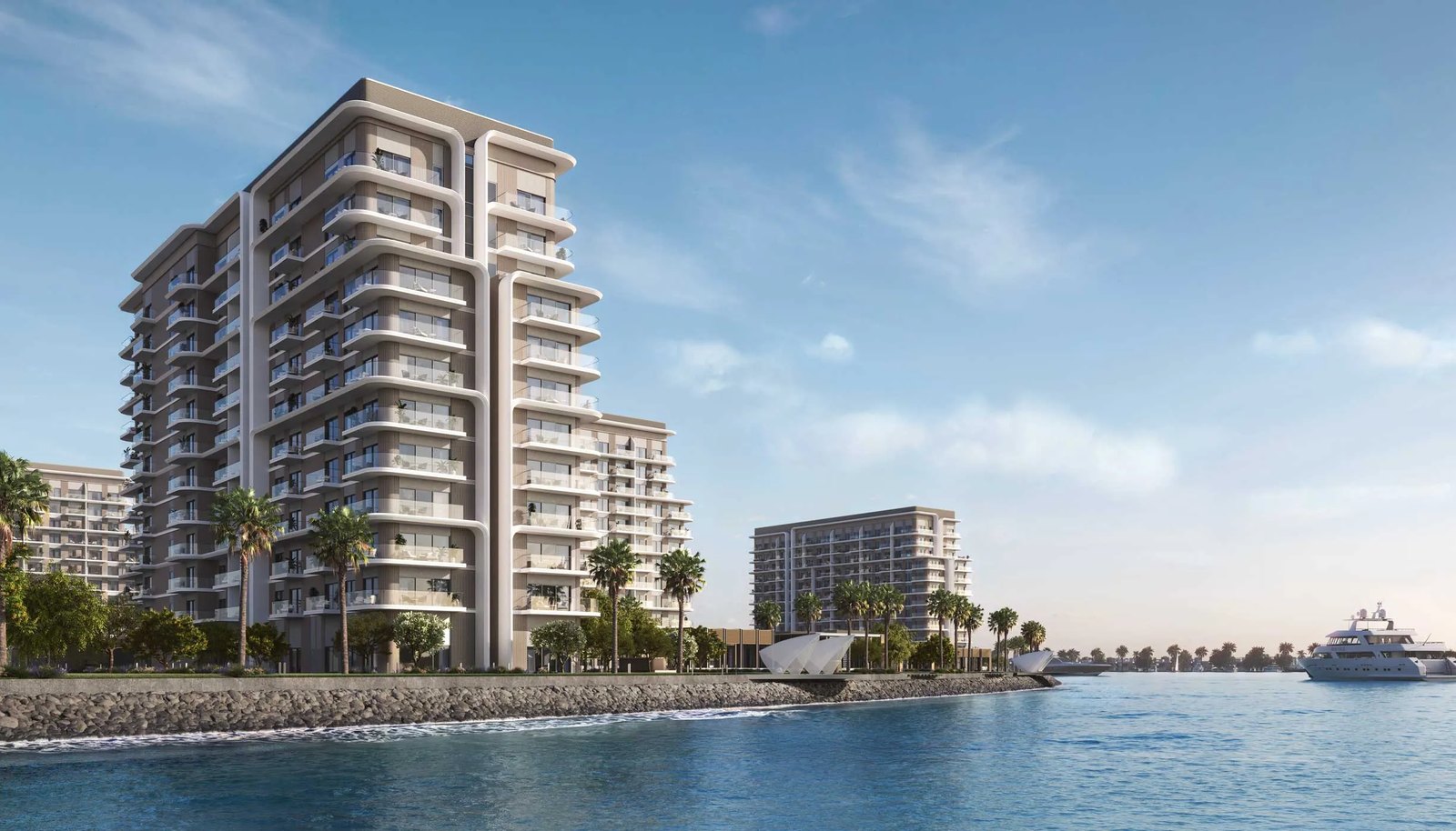 Yas Riva Residences on Yas Island amenities view — off-plan apartments in Abu Dhabi