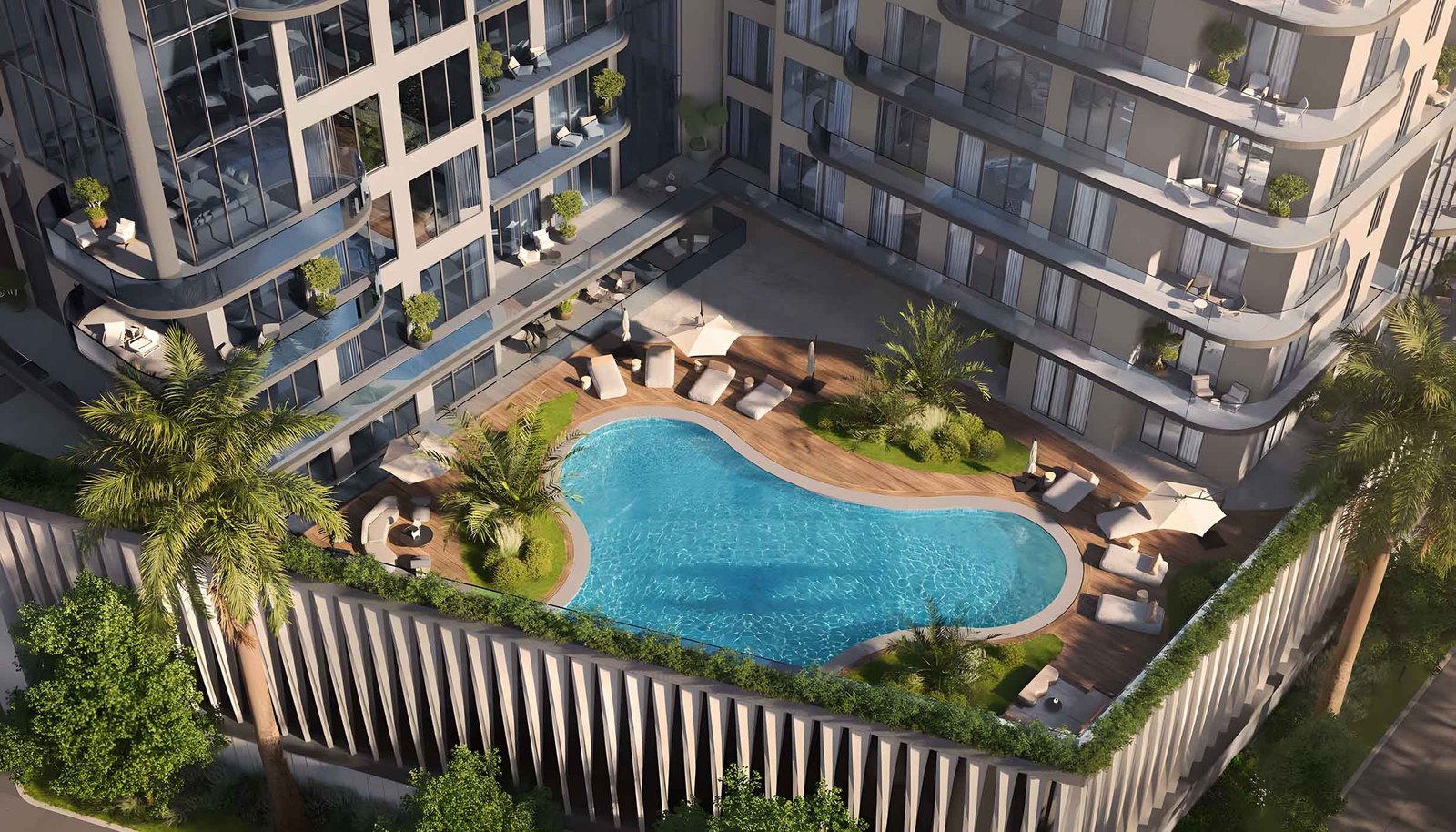 Radiant Garden amenities view — off-plan studios, apartments, duplex in Al Reem Island