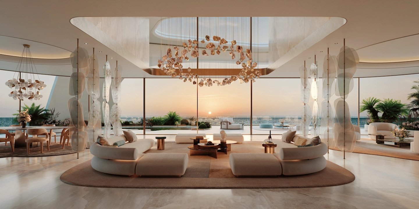 Jacob & Co Beachfront Living amenities view — off-plan apartments, penthouses, villas in Abu Dhabi City