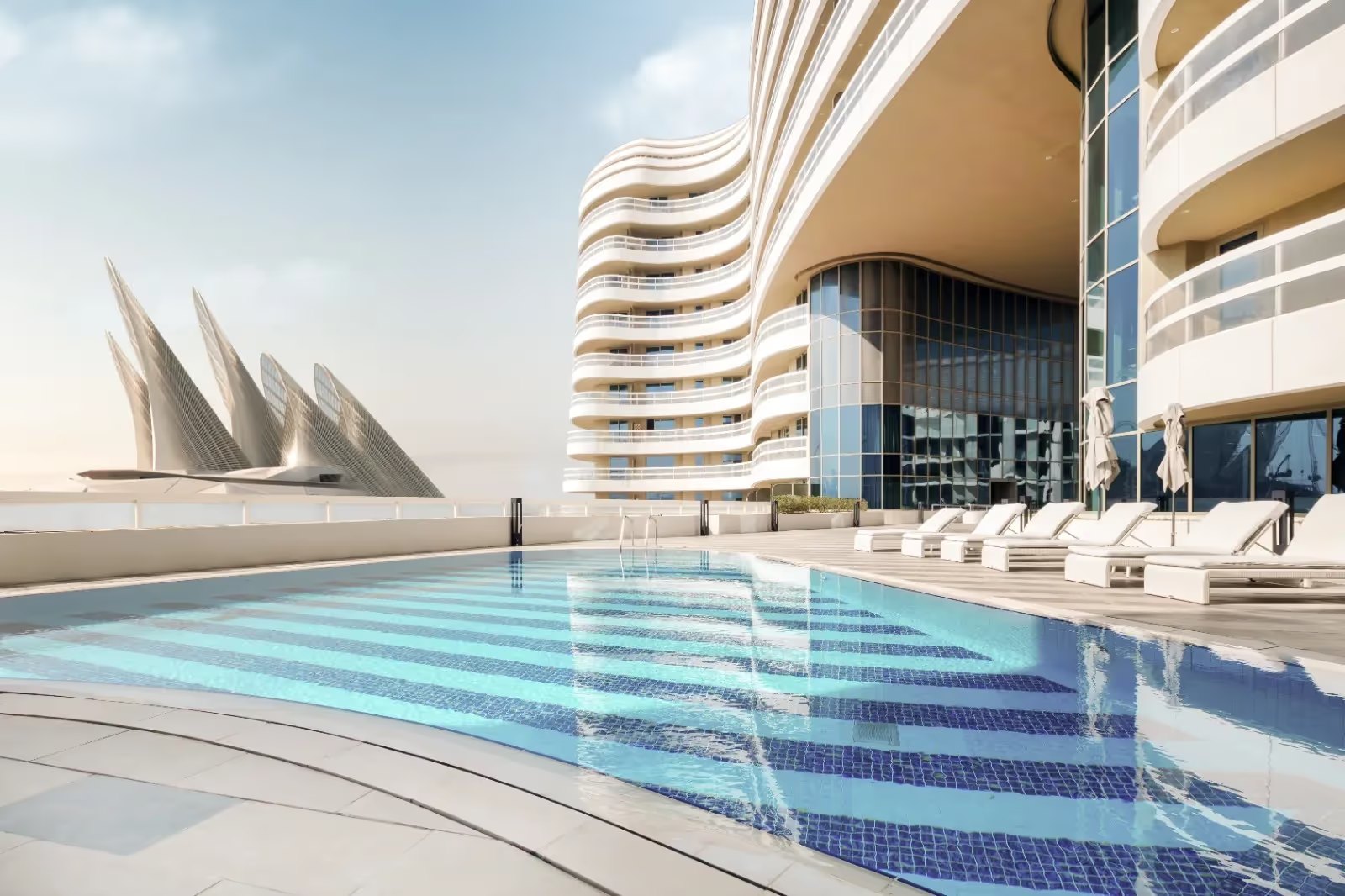 Ajwan Towers exterior view — off-plan apartments in Saadiyat Island