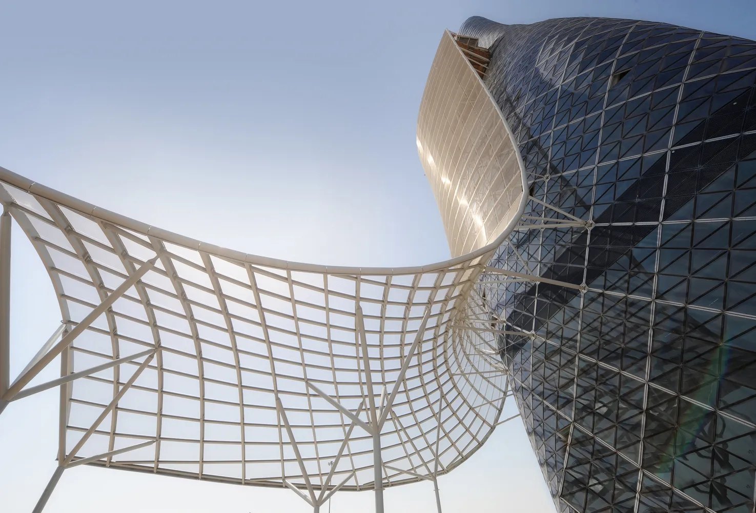 Capital Gate Tower exterior view — off-plan apartments in Abu Dhabi City