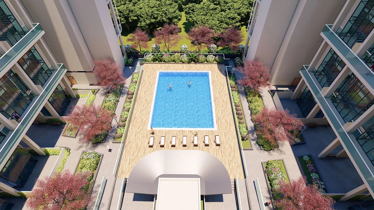 Oasis Residences Two amenities view — off-plan apartments in Masdar City