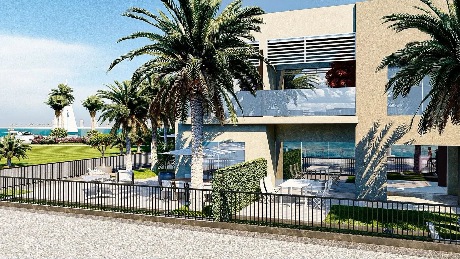 The Bay Residence amenities view — off-plan apartments in Yas Bay