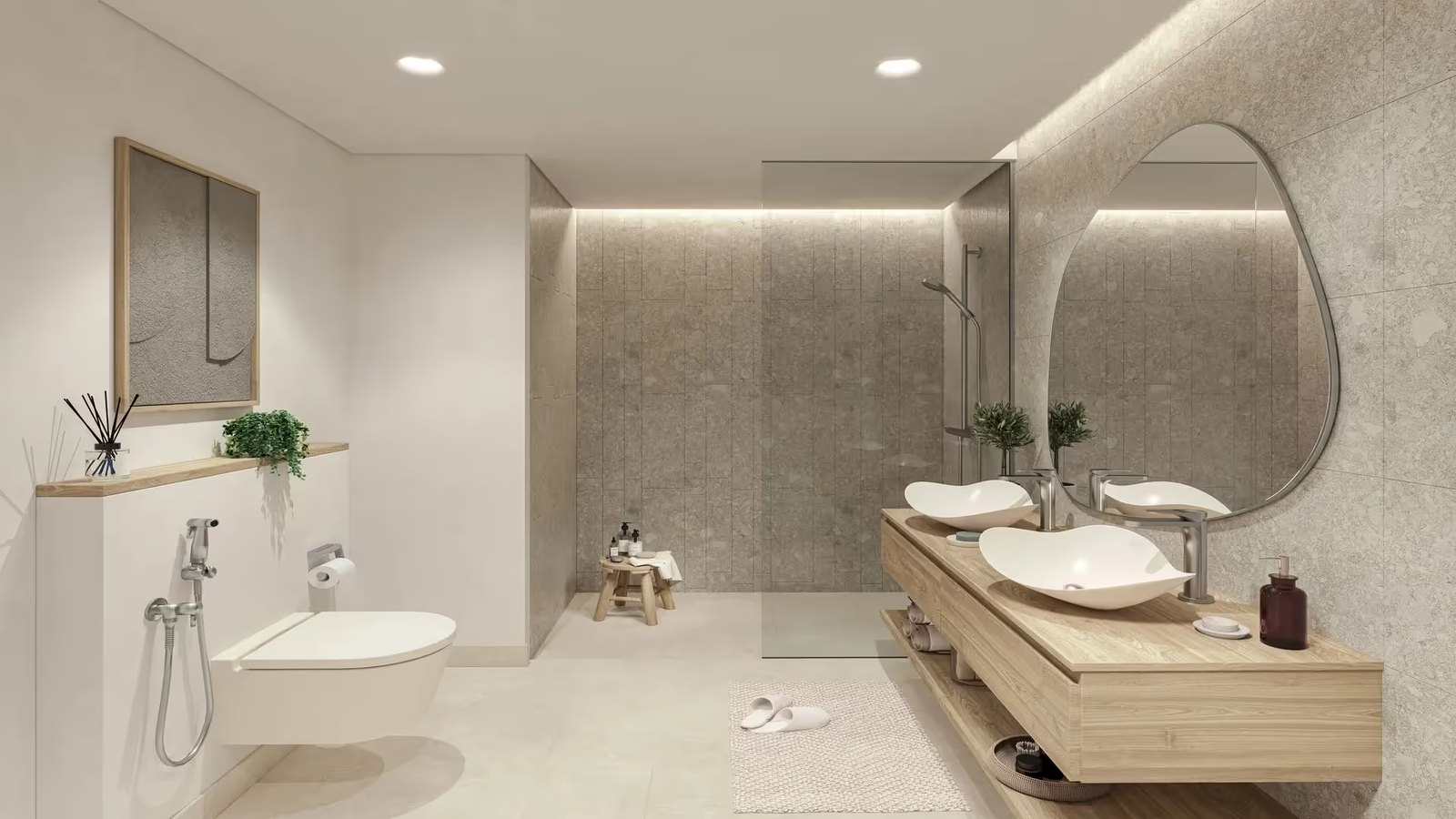 Gardenia Bay amenities view — off-plan apartments in Yas Island