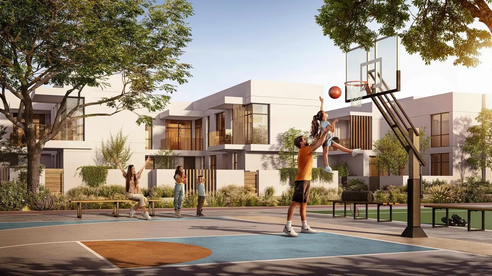 The Sustainable City amenities view — off-plan townhouses in Yas Island